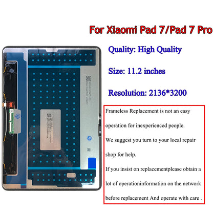 11.2" IPS For Xiaomi Pad 7 LCD 2410CRP4CG Display Screen Touch Panel Digitizer For Xiaomi Pad 7 Pro 24091RPADG LCD Replacement