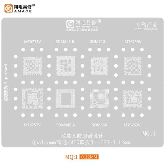 Plantilla de reballing BGA para CPU Qualcomm y MediaTek AMAOE MQ1-MQ6