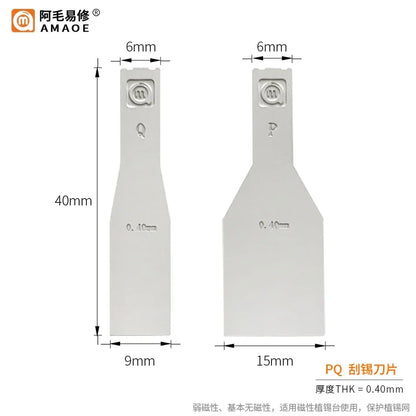 AMAOE Non-Magnetic Stainless Steel Solder Paste Scraper & Blades