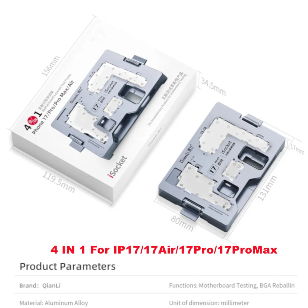 QIANLI ISocket 4IN1 for iPhone X 11 12 13 14 15 16 17 Pro Max Motherboard Test Fixture Double-deck Motherboard Function Tester