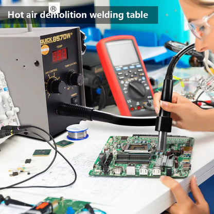 QUICK 857DW+ Adjustable Hot Air Gun 580W Welding Tools Portable Digital Display SMD Rework Solder Station With Nozzles & Heater