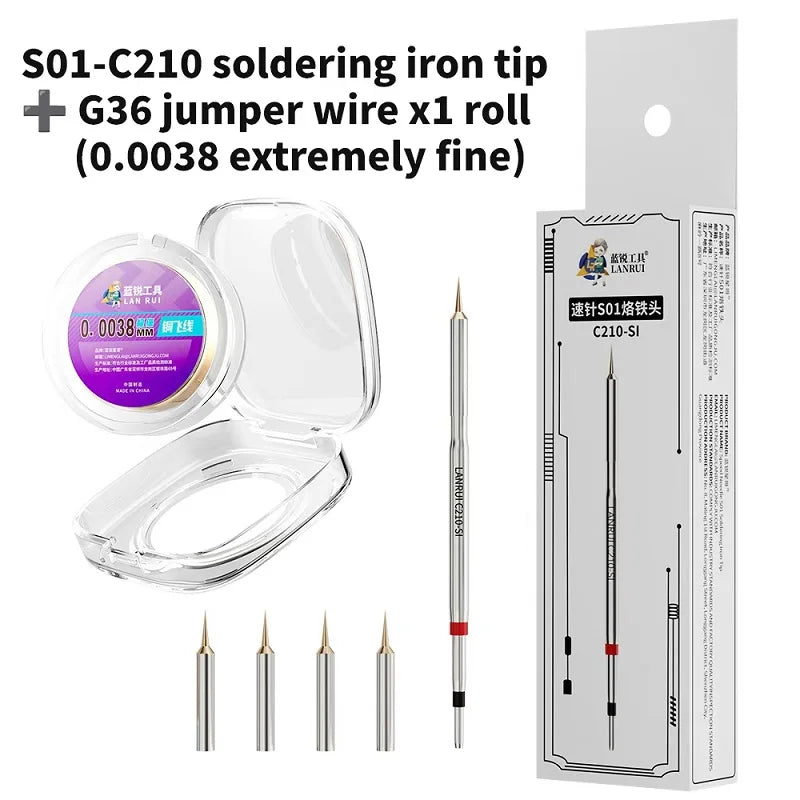 Lanrui S01 C210 Soldering Iron Tip Pure Copper High Thermal Conductivity for Mobile Phone Motherboard Repair
