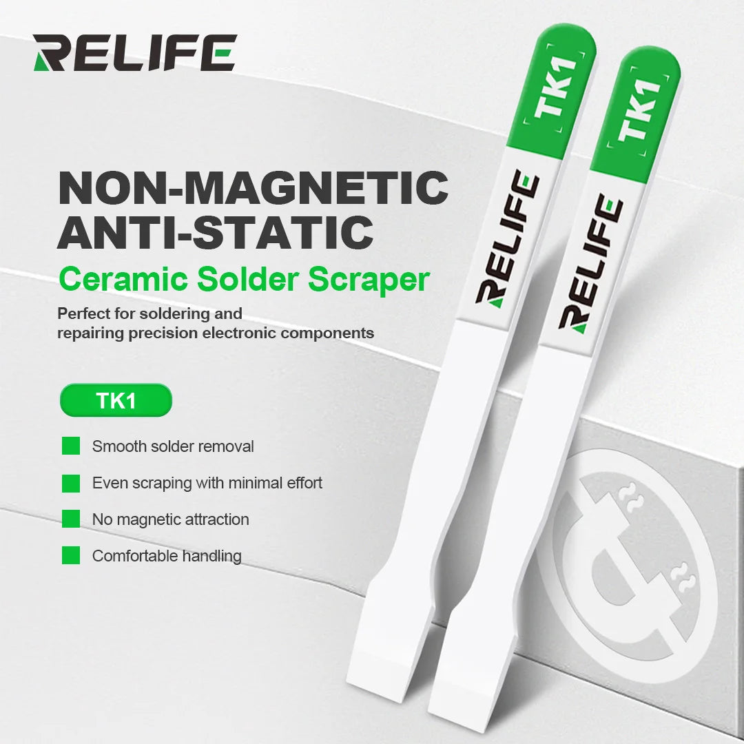 RELIFE TK1 Ceramic Solder Scraper Non-magnetic Anti-static For BGA Motherboard Chip Repair Tin Planting Tin Scraper