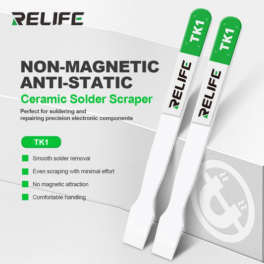 RELIFE TK1 Ceramic Solder Scraper Non-magnetic Anti-static For BGA Motherboard Chip Repair Tin Planting Tin Scraper