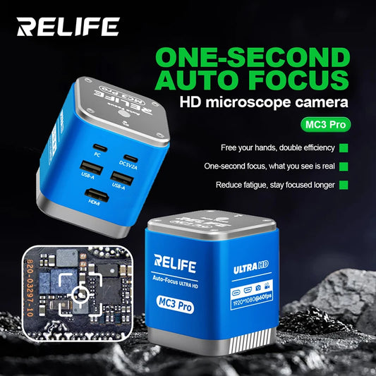 Cámara para microscopio HD RELIFE MC3 Pro Enfoque automático en un segundo Resolución 1920*1080 Sin necesidad de ajustes manuales frecuentes del enfoque
