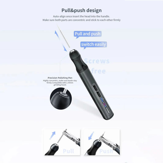 YCS 2.ª generación, lápiz pulidor eléctrico de velocidad variable, grabador rotativo inalámbrico USB, herramienta de rectificado para reparación de pantallas de teléfono móvil