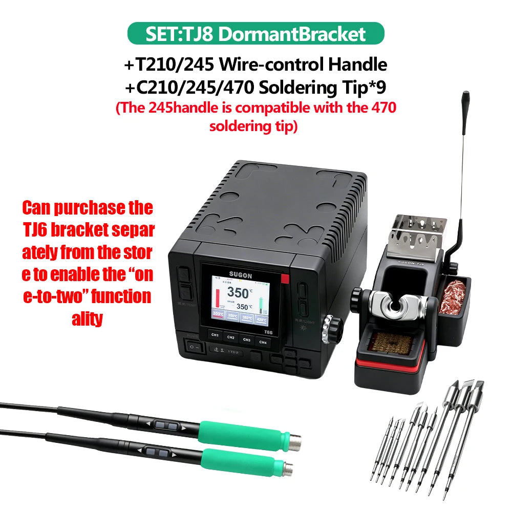 SUGON T66 230W Soldering Station Intelligent Dual Rework Station Fast Heating Welding Machine 7 Languages Phone PCB Repair Tools