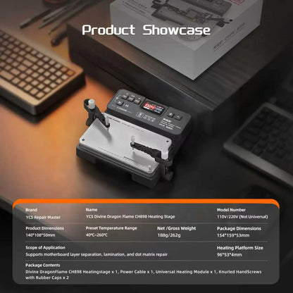 YCS CH898 Precision Heating Platform with Adjustable Clamp Universal for Android Phone IPhone Motherboard PCB Lamination Repair