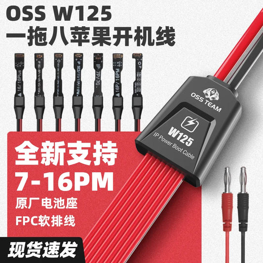 Cable de alimentación multiherramienta OSS W125 8 en 1 para iPhone, cable de encendido para la serie completa 7-16 PM, herramienta de prueba de fuente de alimentación para reparación de smartphones