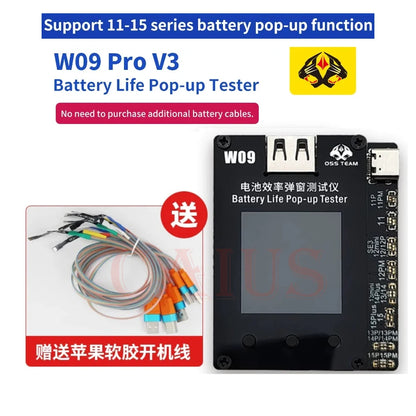 OSS W09 Pro V3 Battery Efficiency Pop up Tester Mobile Phone 11-15 PM No Need External Cable Battery Data Modify Tool