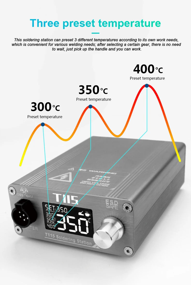 OSS Team T115 Precision Soldering Station with PID Temperature Control (150–450°C)