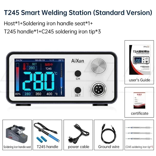 Aixun 200W T3A Smart Soldering Station Supports T12/T245 Handle for Motherboard PCB BGA Welding Repair Soldering Station Tools