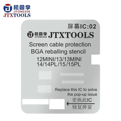 JTX Display Screen IC 11/12/13/14/15/16/17 Pro Max Reballing/Protection Stencil Net LCD Screen IC Cable Tin Planting Stencil