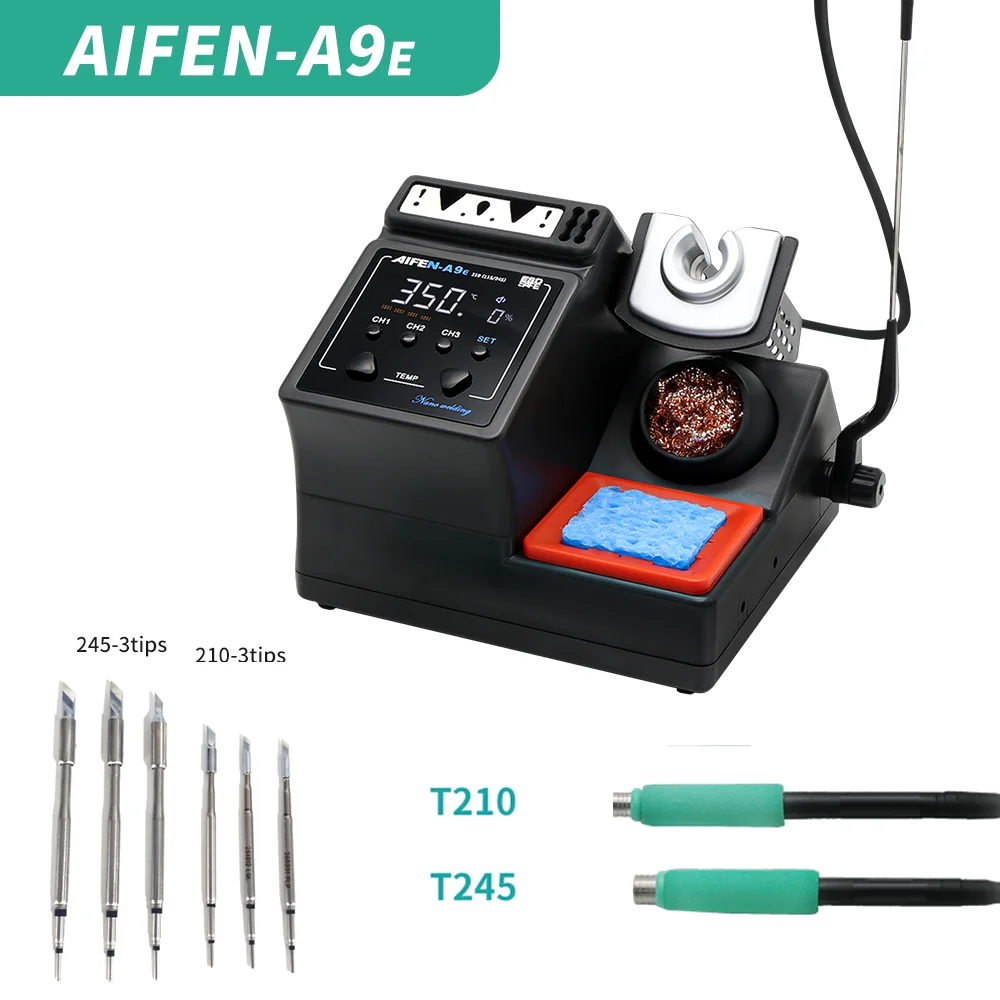 Estación de soldadura AIFEN A9E de 160 W con calentamiento rápido, compatible con puntas C210 y C245, para soldadura electrónica y retrabajo.
