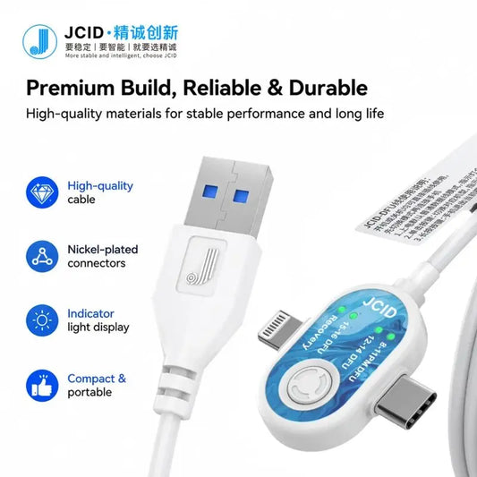 JCID DFU Cable For iPhone 8-16 Series For Android Auto DFU Without Button or Device Disassembly, Enables Deep Flashing