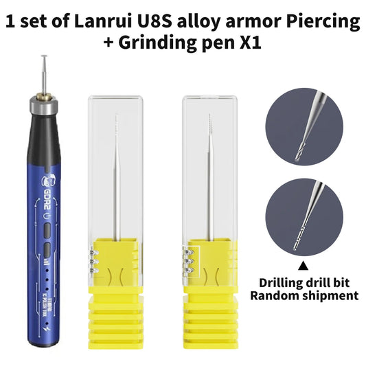 LANRUI U8S Juego de brocas deslizantes de aleación de 2,35 mm para piercing, para reparación de teléfonos, herramienta profesional de extracción de roscas deslizante