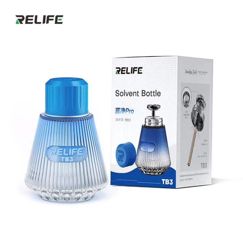 RELIFE TB3 Solvent Bottle Copper Core Pump Anti-clog and Anti-splash Liquid Flux Alcohol Oil Dispenser Bottle Cleaner