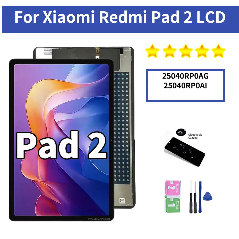 11" New For Xiaomi Redmi Pad 2 LCD Display Touch Screen Digitizer Assembly 25040RP0AG, 25040RP0AI Display Replacement