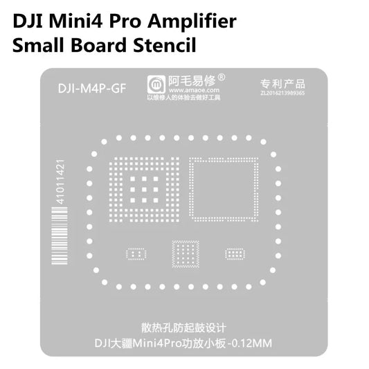 Plantilla Amaoe para reballing BGA de la placa del amplificador de RF del dron DJI Mini 4 Pro (0,12 mm)