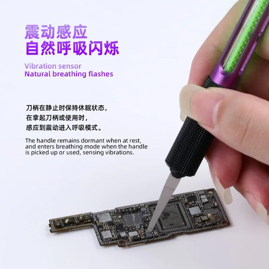 LUBAN LED Repair Blades handle with battery for Mobile Phones IC CPU Prying Glue Removal Corner Knife Repair Tool