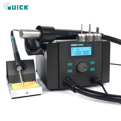 Estación de soldadura y retrabajo QUICK 8786D+/706W+, pistola de aire caliente, cautín, ventilador sin escobillas, suspensión automática, bloqueo por contraseña, reparación de teléfonos, BGA y PCB.