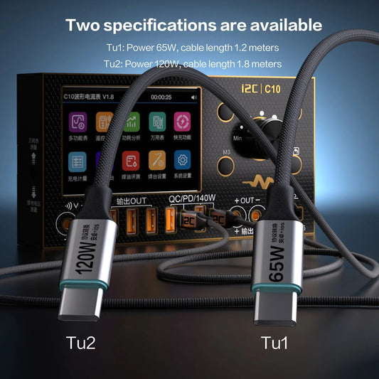 I2C Turbo TU1 65W / TU2 120W Fast Charging Cable, 1.2m