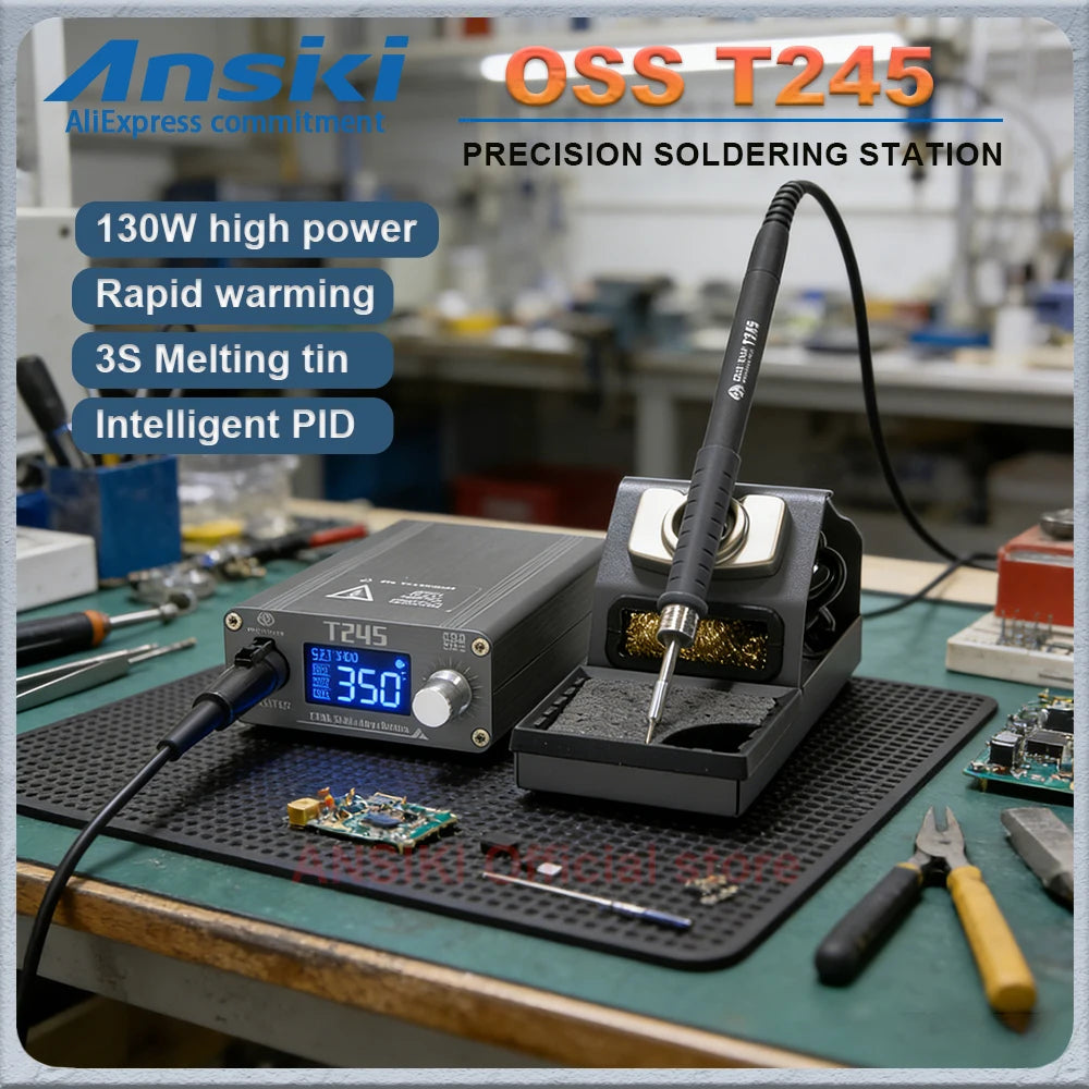 OSS TEAM T245 Soldering Station 130W 3S Fast Heating LCD Display PID Control for Phone Precision Electronics Repair Welding Tool