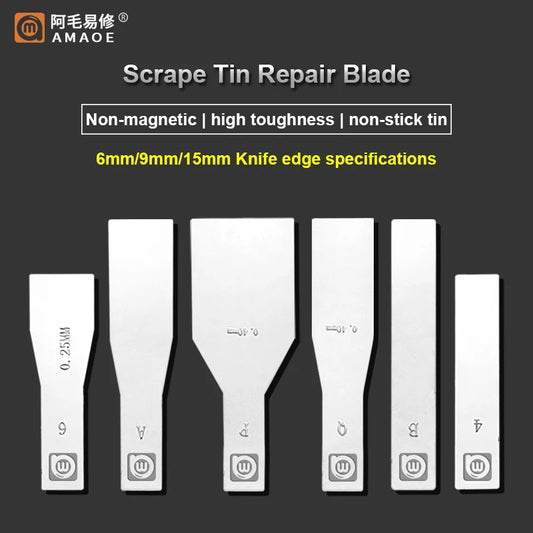 Set de raspadores de soldadura BGA no magnéticos y cuchillas para eliminación de adhesivo AMAOE