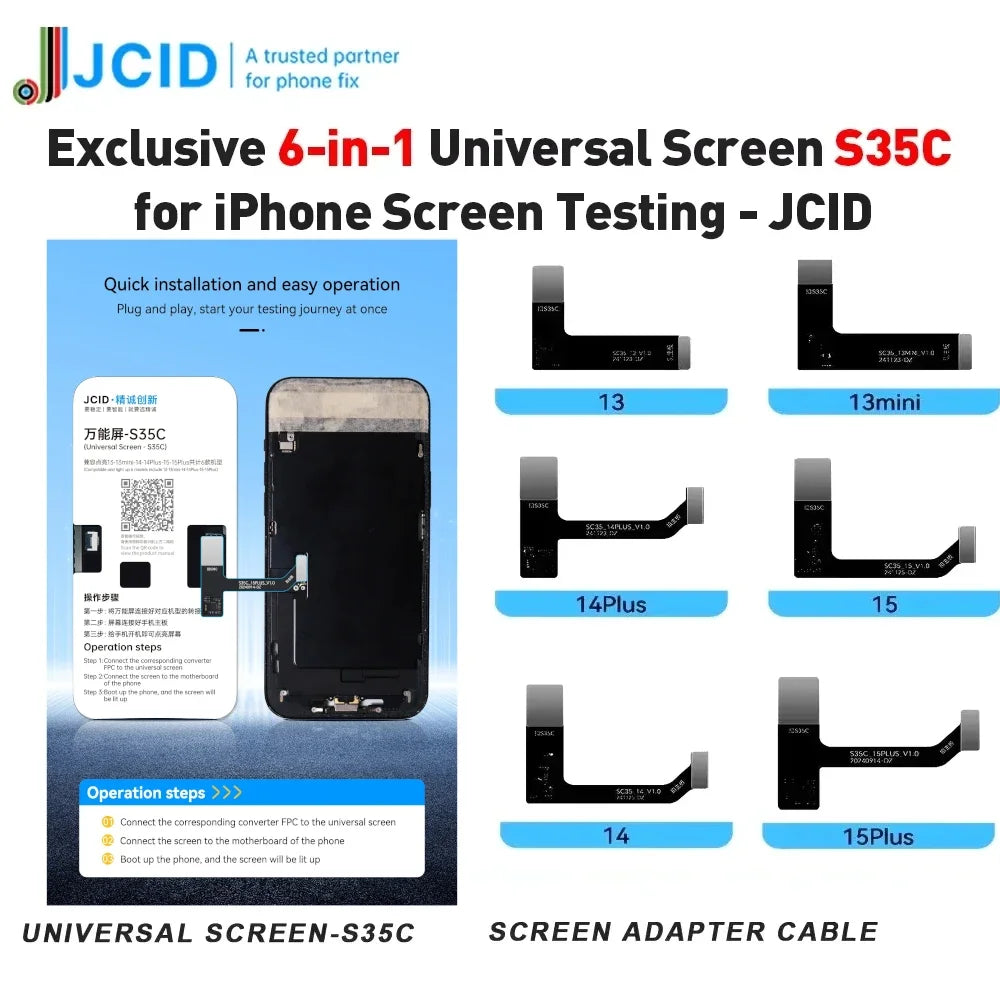 JCID S35C & S36P Universal Testing Screen & Cables for iPhone Motherboard Repair