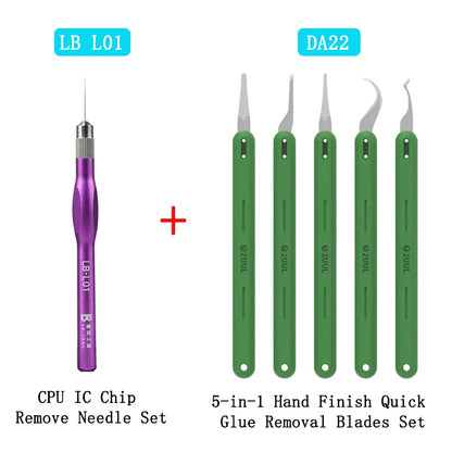 Luban L01 CPU IC Chip Remove Needle Set 2UUL DA22 5-in-1 Hand Finish Quick Glue Removal Blades Set Phone Repair Tools Set
