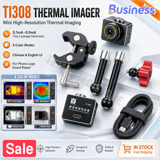 Detector de cortocircuitos YCS Master Young TI308 con cámara termográfica para inspeccionar fallas en placas base de teléfonos y realizar reparaciones por infrarrojos