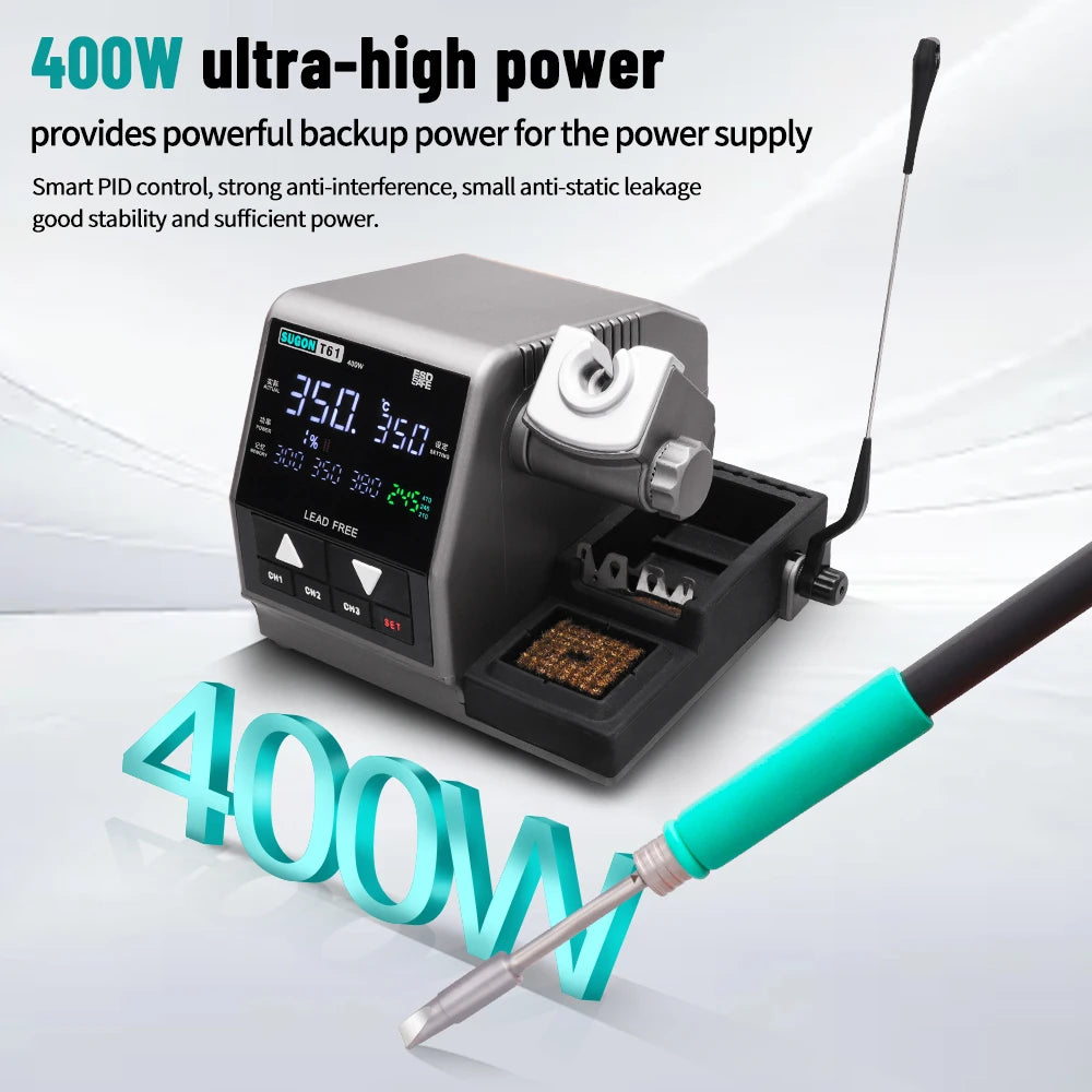 SUGON T61 Soldering Station 400W Compatible Soldering Iron Tip C470/245/210 Large Solder Joints Welding Rework Station