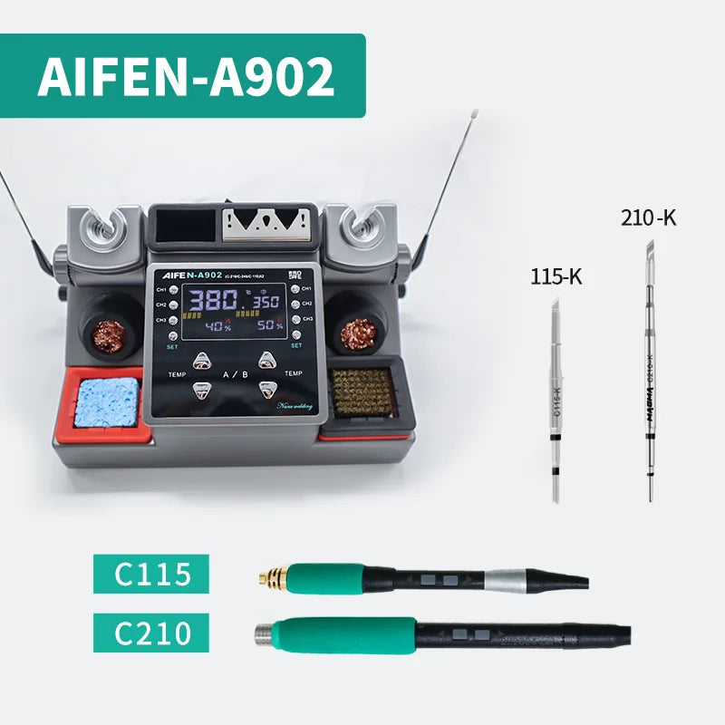 AIFEN A902 Soldering Station  C115 C210 C245 Double Station Welding Rework Station For Cell-Phone PCB  IC Repair Solder Tools