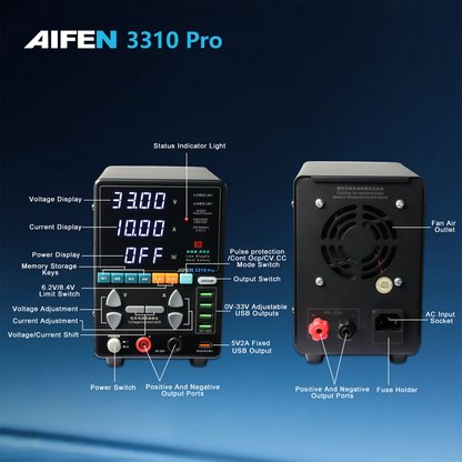 AIFEN 3310PRO Power Supply 33V/10A High Power 330W Low Ripple Pulse Protection High Precision Adjustable Switching DC Power