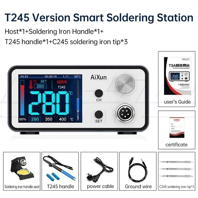 Aixun 200W T3A Smart Soldering Station Supports T12/T245 Handle for Motherboard PCB BGA Welding Repair Soldering Station Tools