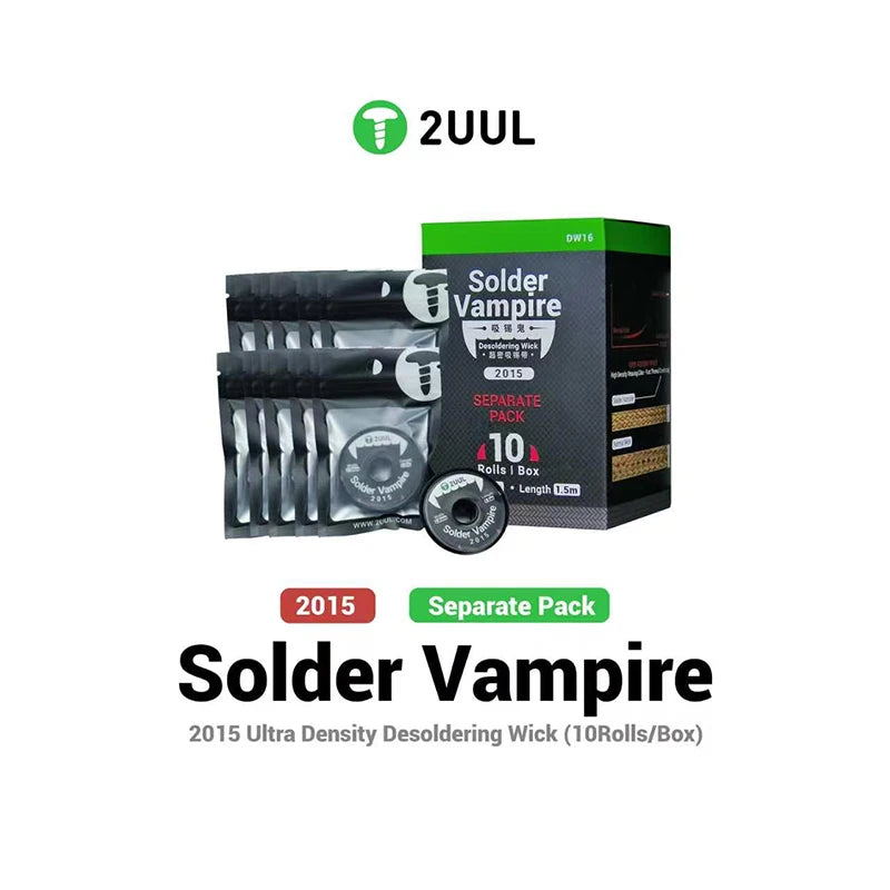 2UUL Solder Vampire 1515/2015/2515/3015 Ultra Density Desoldering Wick (10Rolls/Box) Mobile Phone Motherboard Welding Solder