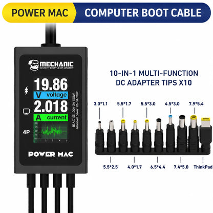 MECHANIC POWER MAC Computer Power Cable with Digital Display Multi Interface Adapter For MacBook Xiaomi Huawei Laptop Repair
