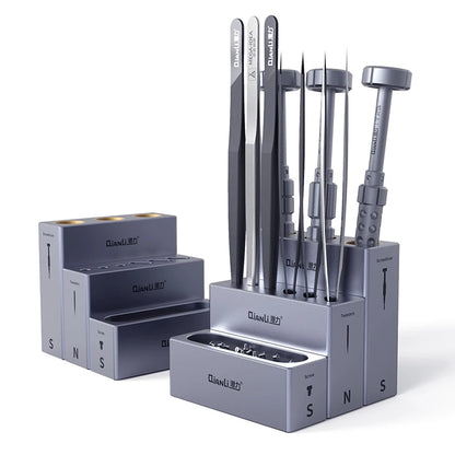 Organizador modular de almacenamiento QIANLI ICube de aleación de aluminio para herramientas, tornillos y piezas de reparación de teléfonos móviles