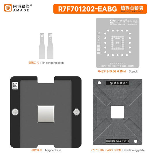 Kit de plataforma de reballing magnético BGA para MPU automotriz AMAOE Renesas R7F701202 EABG / EABA