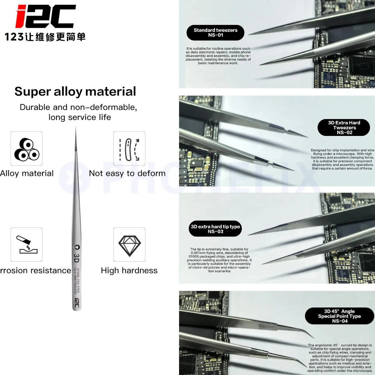 i2C NS-Series 3D Alloy Precision Tweezers