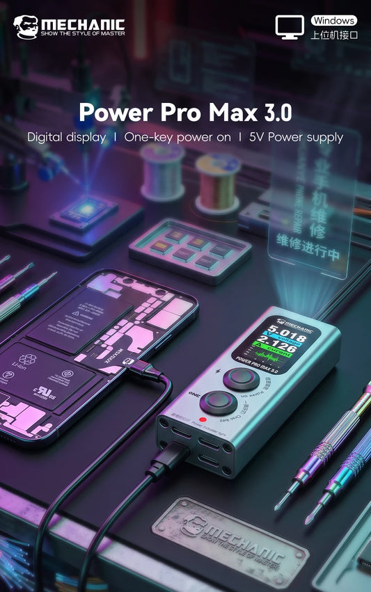 Cable de prueba de fuente de alimentación Power Pro Max 3.0 OFICIAL DE MECÁNICO, entrada Tipo-C para iPhone X-17 PM, con 17 líneas FPC y arranque con un solo botón