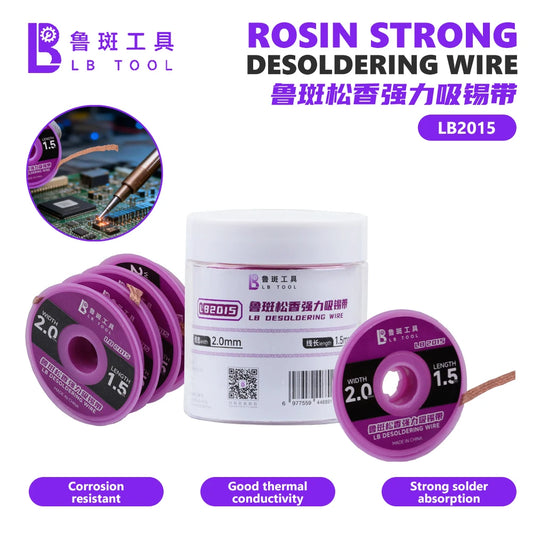LUBAN LB2015 Rosin-Coated Solder Wick, 2mm