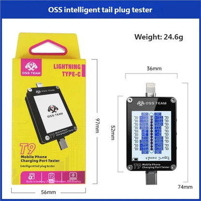 OSS TEAM T9 Intelligent Tail Plug Tester Mobile Phone Detection Automatic Lock Fault Point Mobile Phone Charging Port Tester