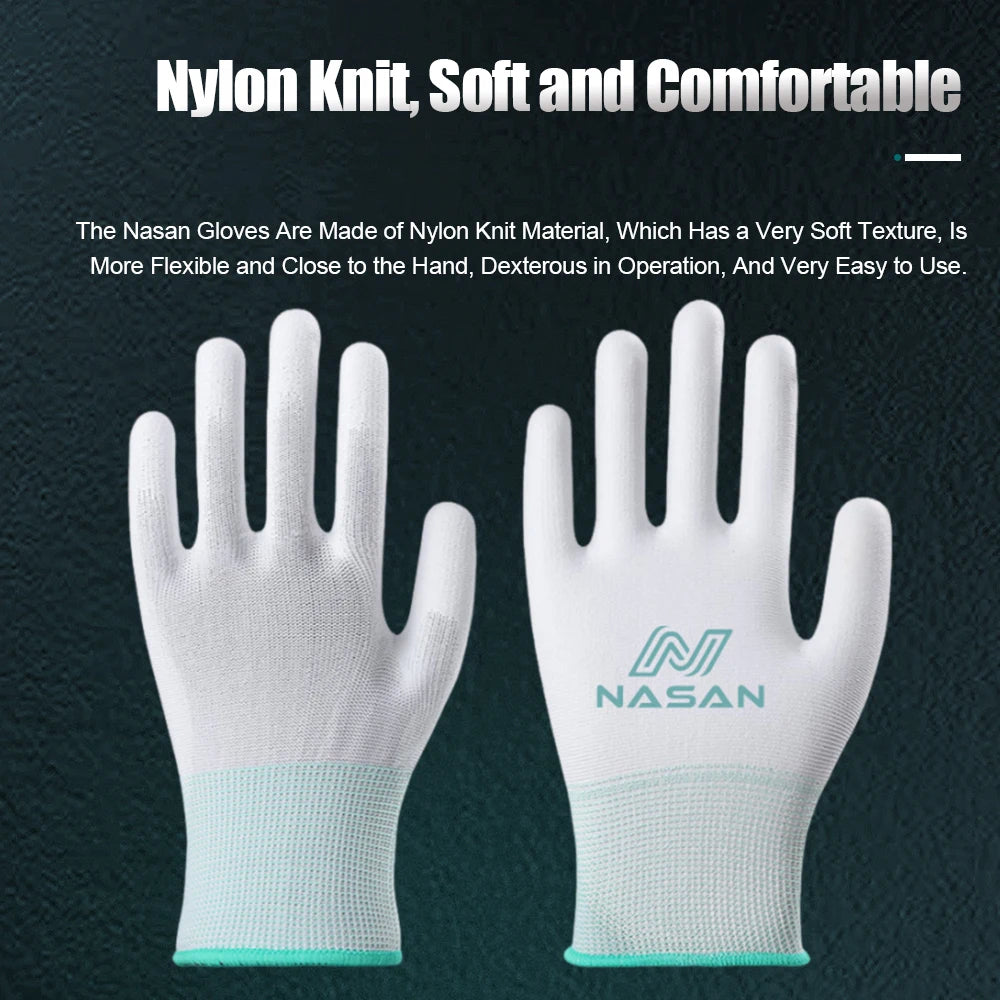 Guantes de nailon elástico NASAN para manipulación de componentes electrónicos, 12 pares