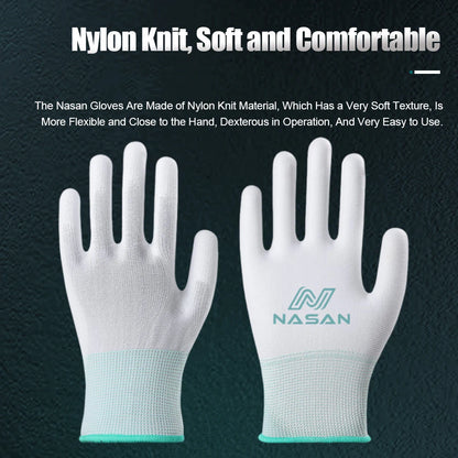 Guantes de nailon elástico NASAN para manipulación de componentes electrónicos, 12 pares