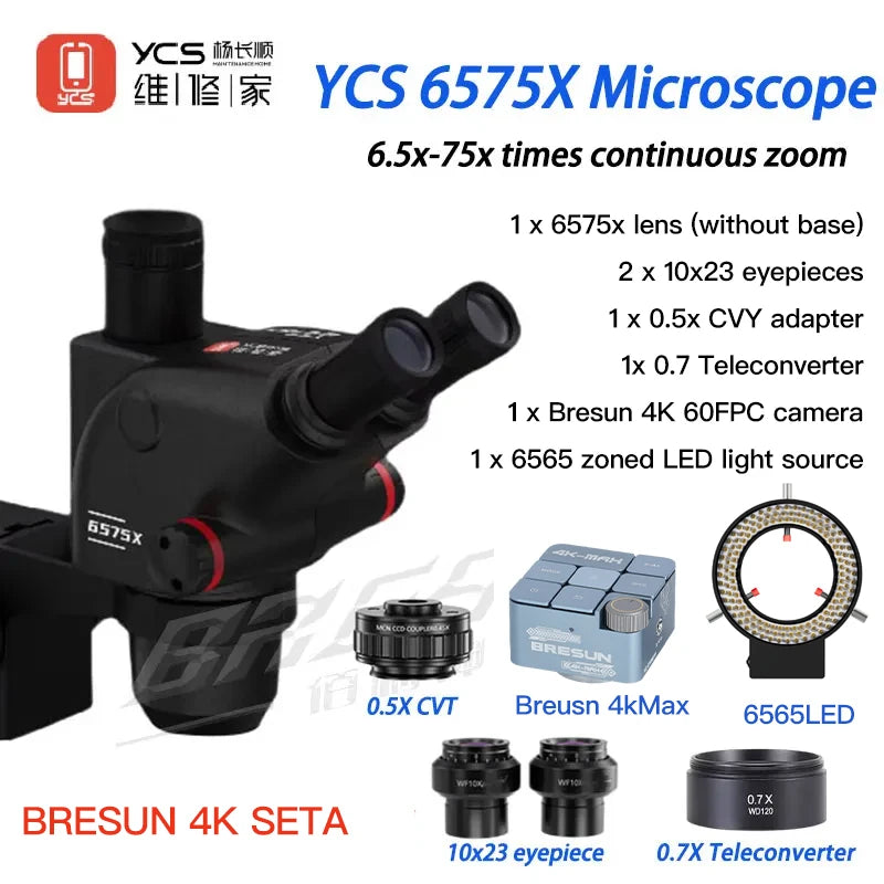 YCS Repairer YCS-6575X Trinocular Microscope 6.5x-75x times continuous zoom mobile phone repair equipment
