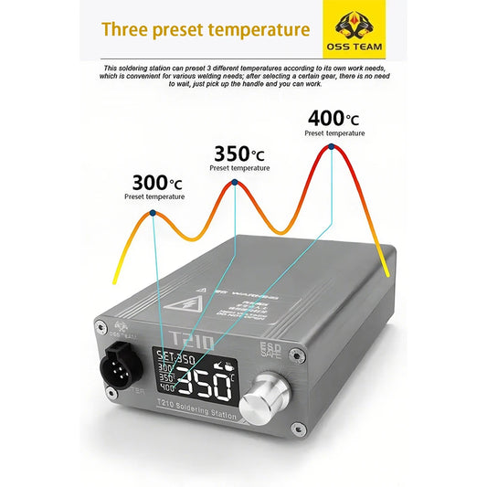 Estación de soldadura OSS T210 de 75 W con pantalla digital, temperatura constante y estaño fundido 2S para herramientas de precisión de soldadura y reparación