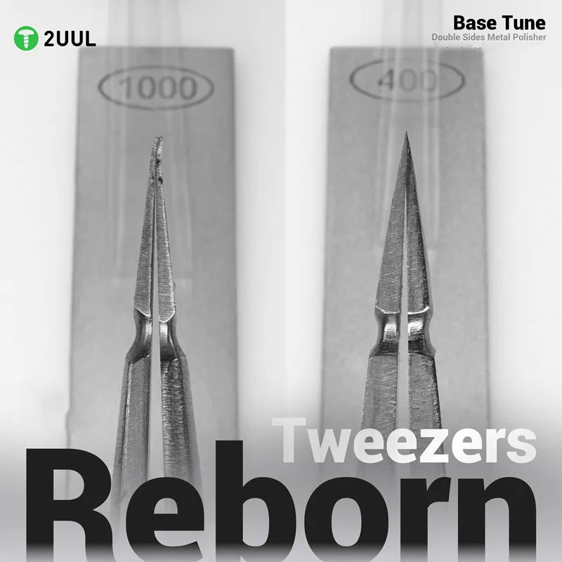 2UUL FM01 Metal Whetstone for Tweezers Correcting Repair Blade Soldering Tips Double-Side Polishing Grinding Tool Repair