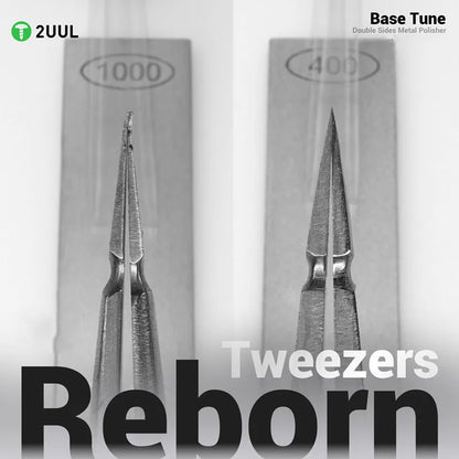 2UUL FM01 Metal Whetstone for Tweezers Correcting Repair Blade Soldering Tips Double-Side Polishing Grinding Tool Repair