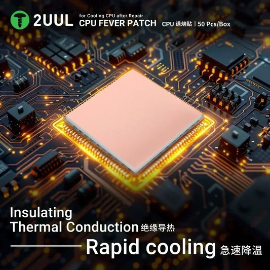 Disipador térmico de silicona para chip de CPU 2uul SC09, 50 unidades/caja, 17 × 15 × 1,5 mm, con cinta adhesiva de enfriamiento rápido y almohadilla térmica de silicona conductora del calor